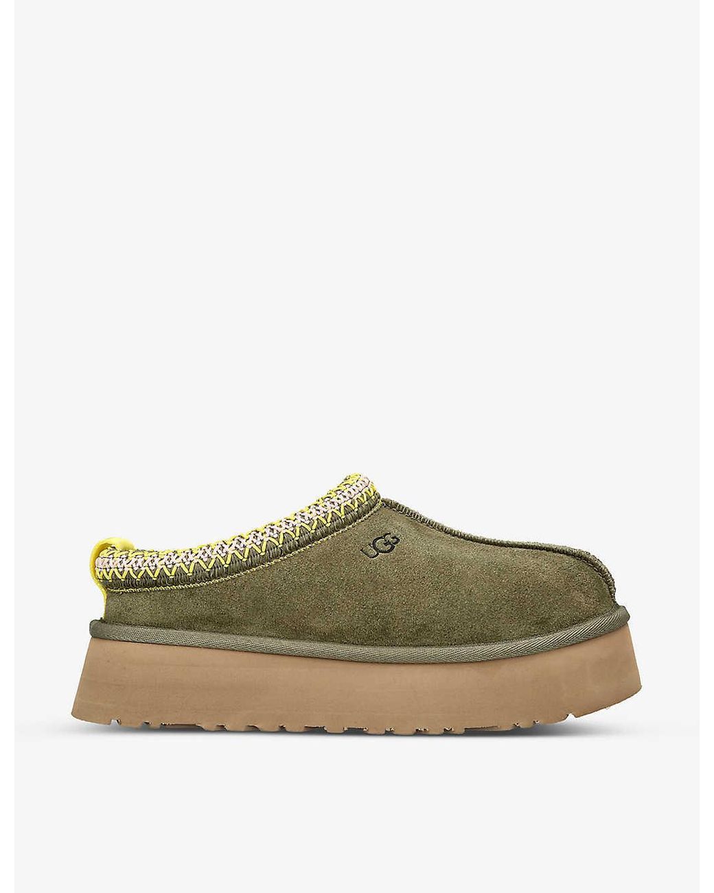 UGG Tazz Suede And Shearling Slippers in Green | Lyst