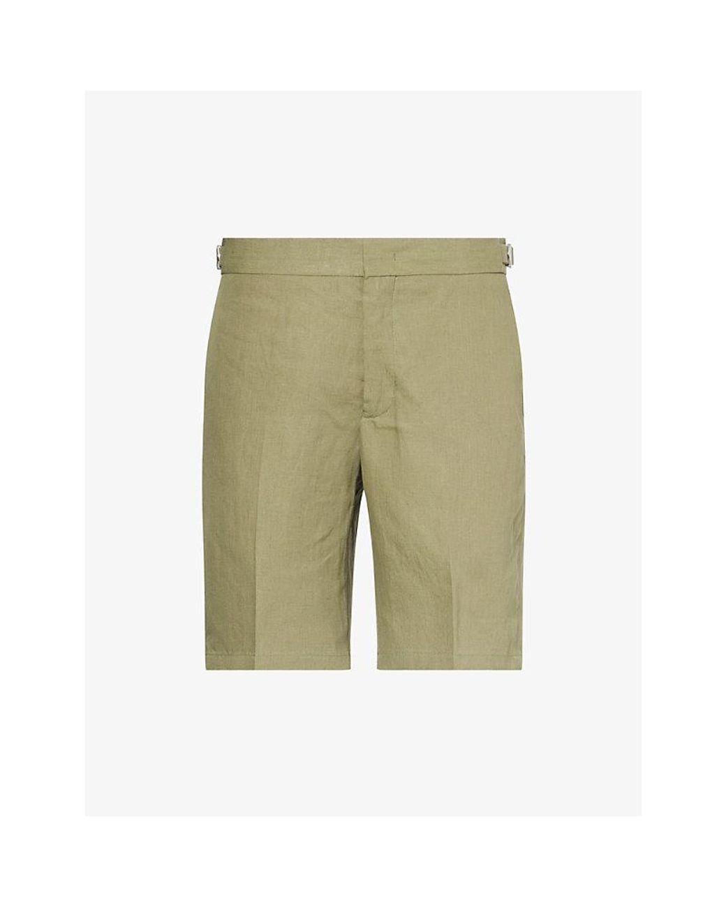 Orlebar Brown Green Norwich Slip-Pocket Linen Shorts for men