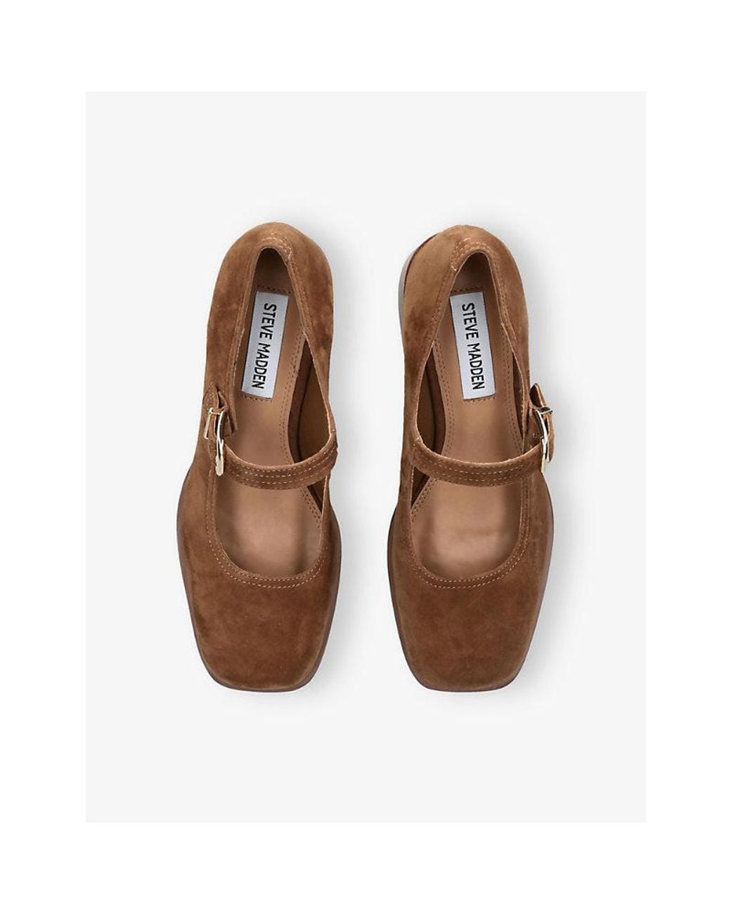 Steve Madden Brown Lisbon-S Suede Block-Heel Mary-Jane Courts