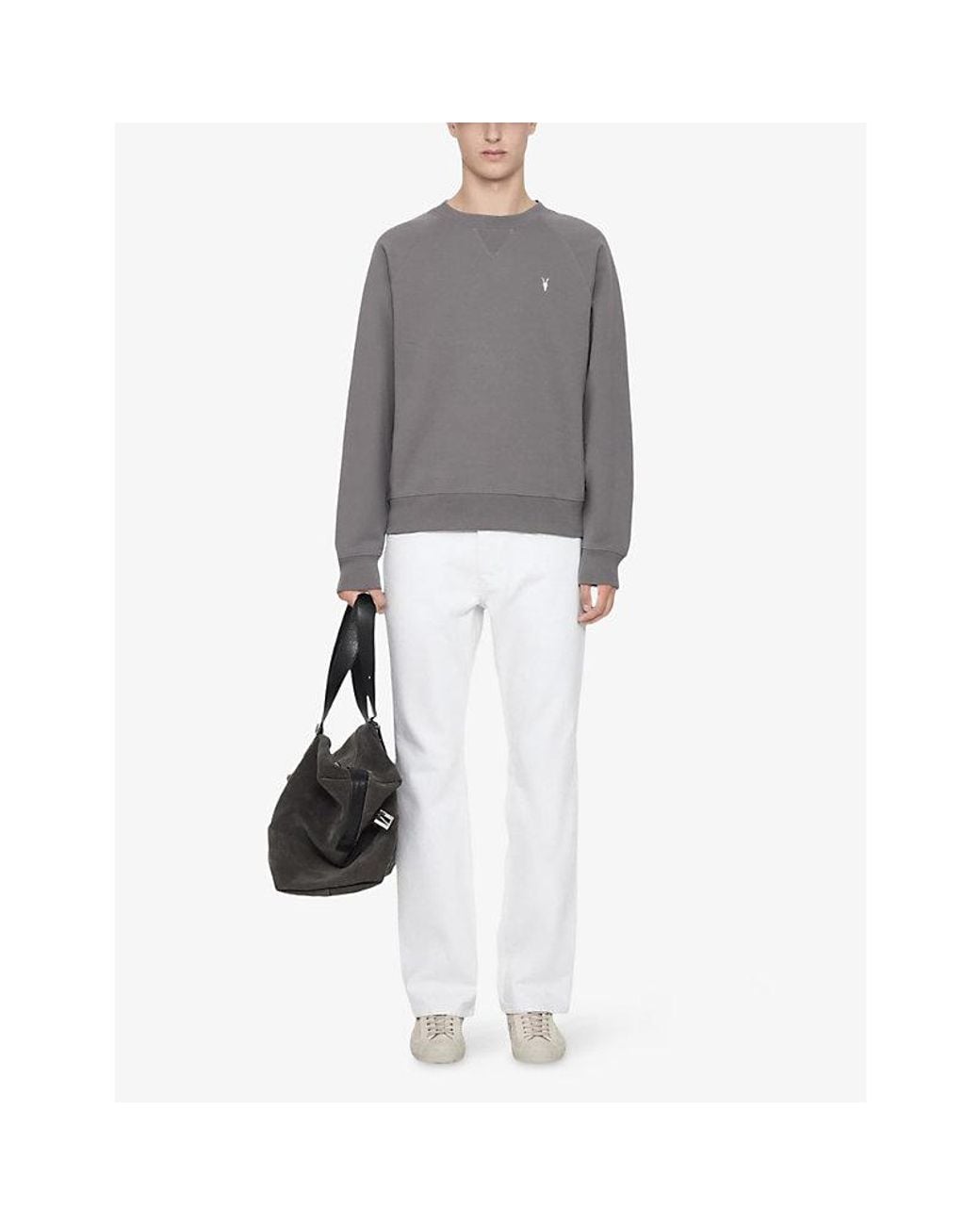 AllSaints Gray Harlow Ramskull Raglan Jersey Jumper for men