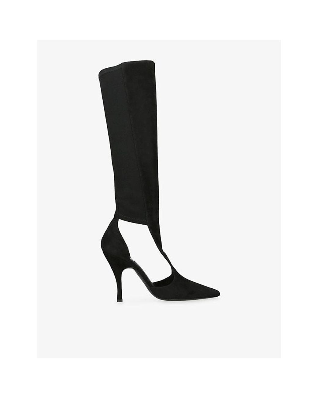 Alaïa Black Cut-Out Suede Heeled Knee-High Boots