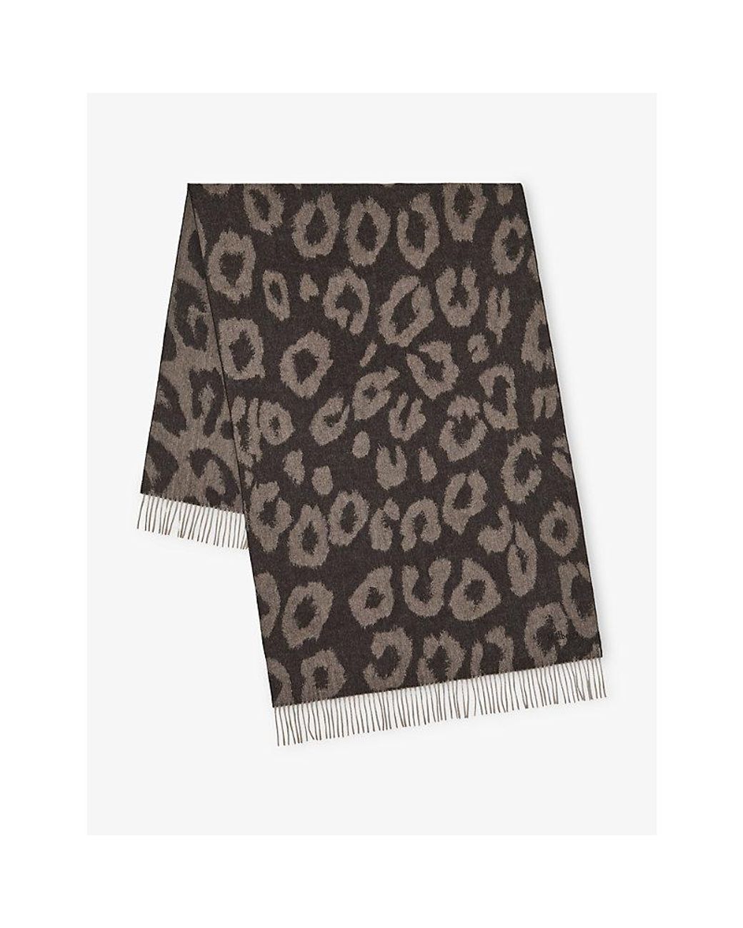 Mulberry Multicolor Leopard-Print Merino-Wool Scarf