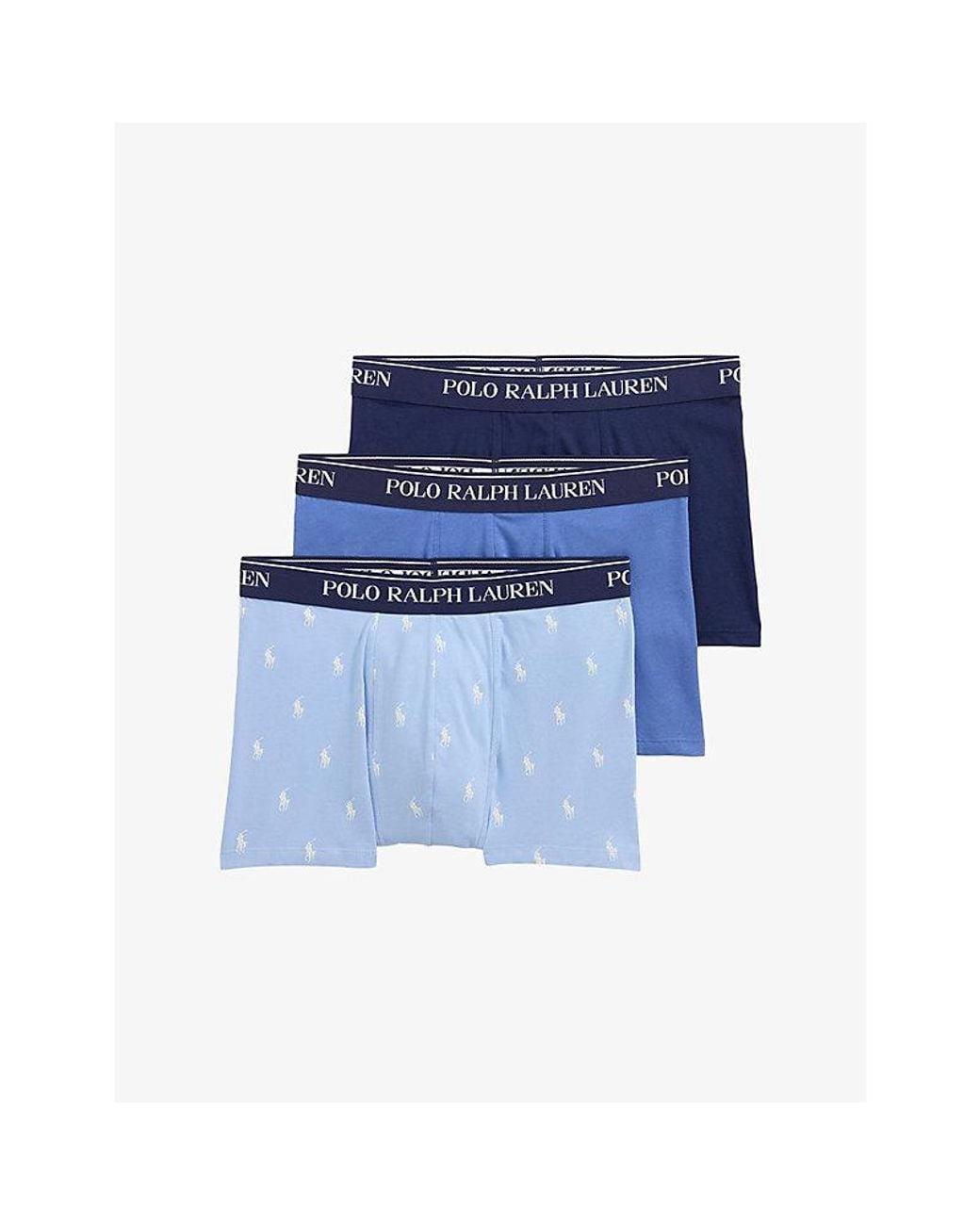 Polo Ralph Lauren Blue Branded-Waistband Pack Of Three Jersey Trunks for men