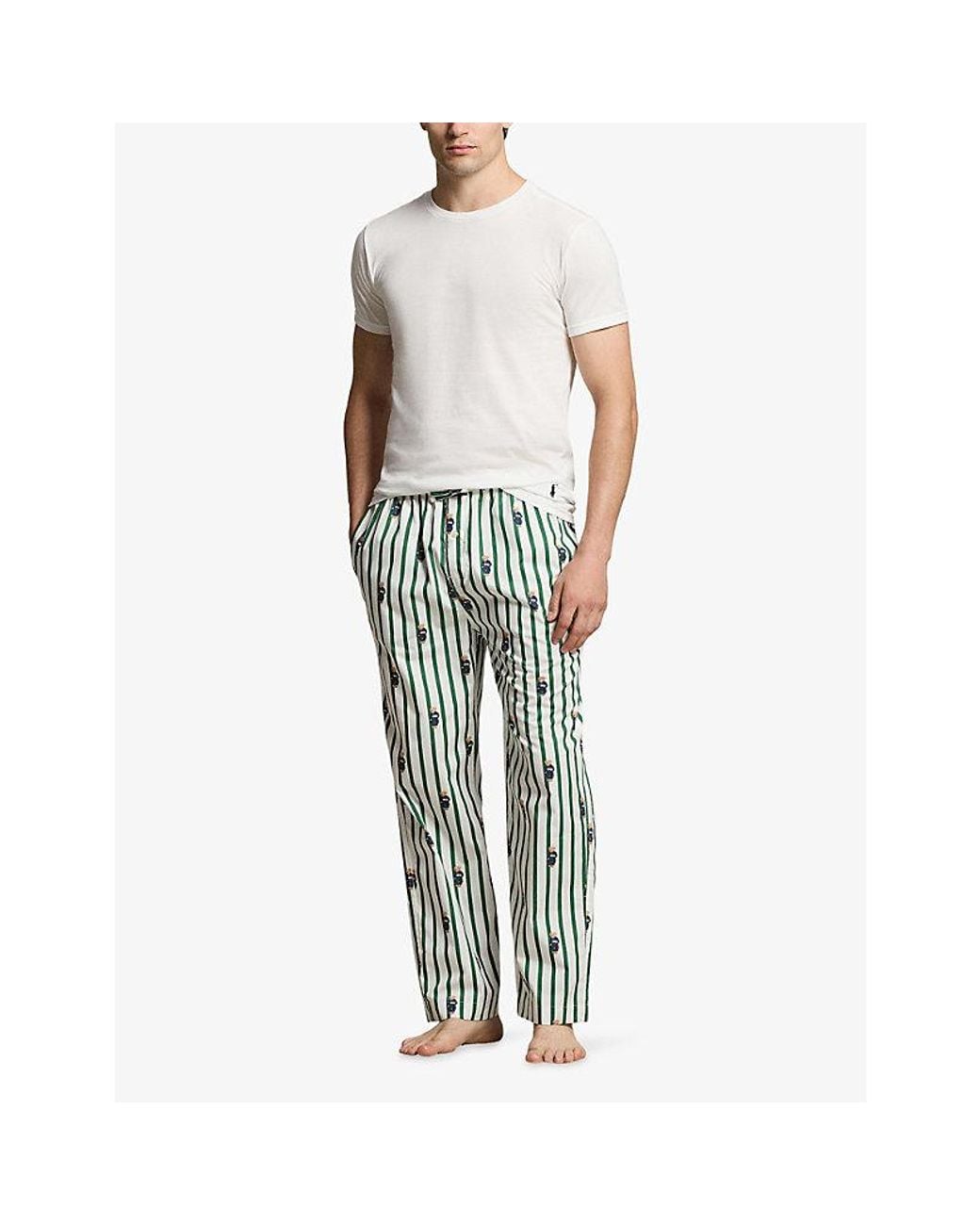 Polo Ralph Lauren Blue Striped Polo Bear Cotton Pyjama Bottoms for men