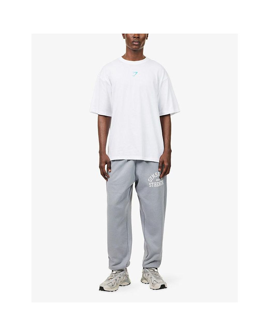 GYMSHARK White Power Logo-Print Cotton-Blend T-Shirt for men