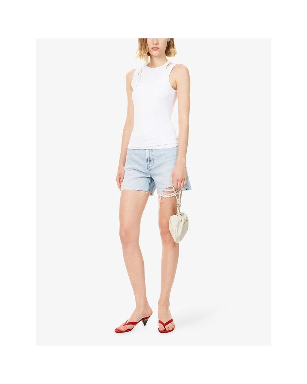 Reformation Blue Saige High-Rise Denim Shorts