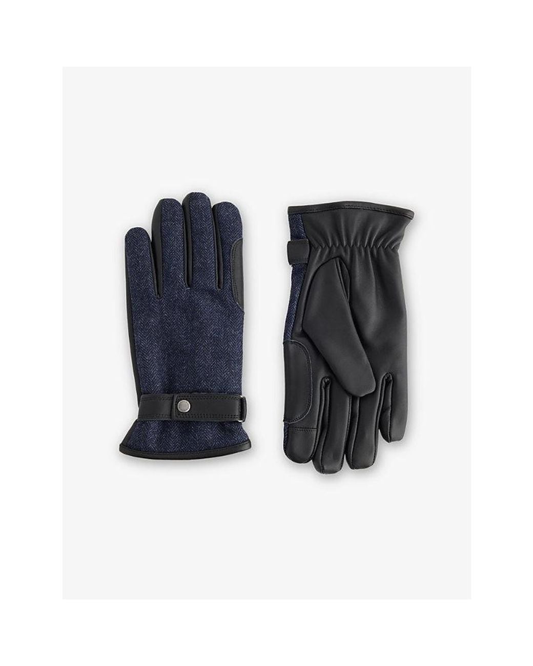 Barbour Blue Barlow Leather Gloves for men