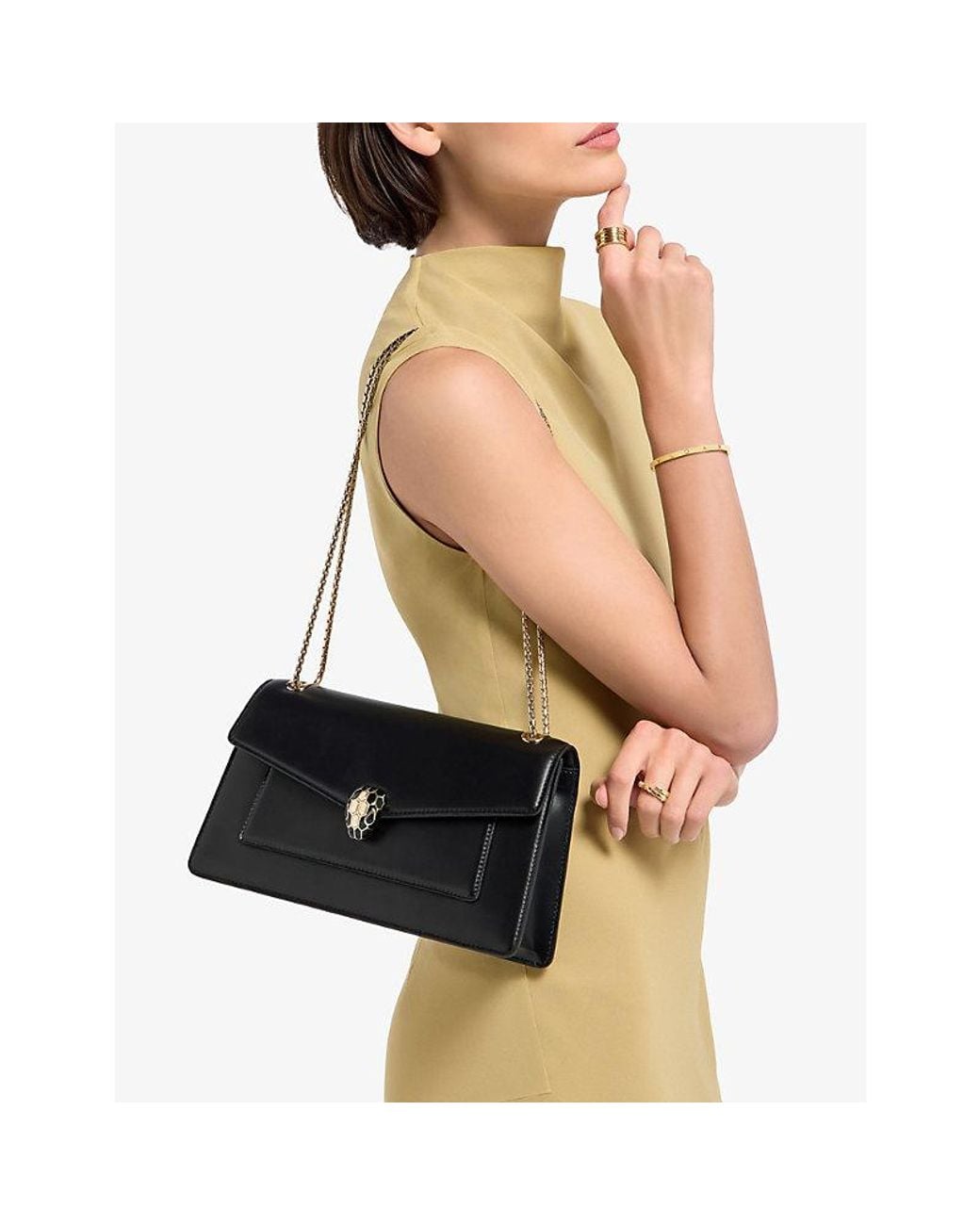 BVLGARI Black Serpenti Forever Medium Leather Shoulder Bag