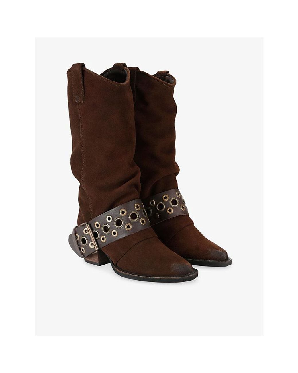 Steve Madden Brown Ashwood Suede Buckle Knee-High Boots