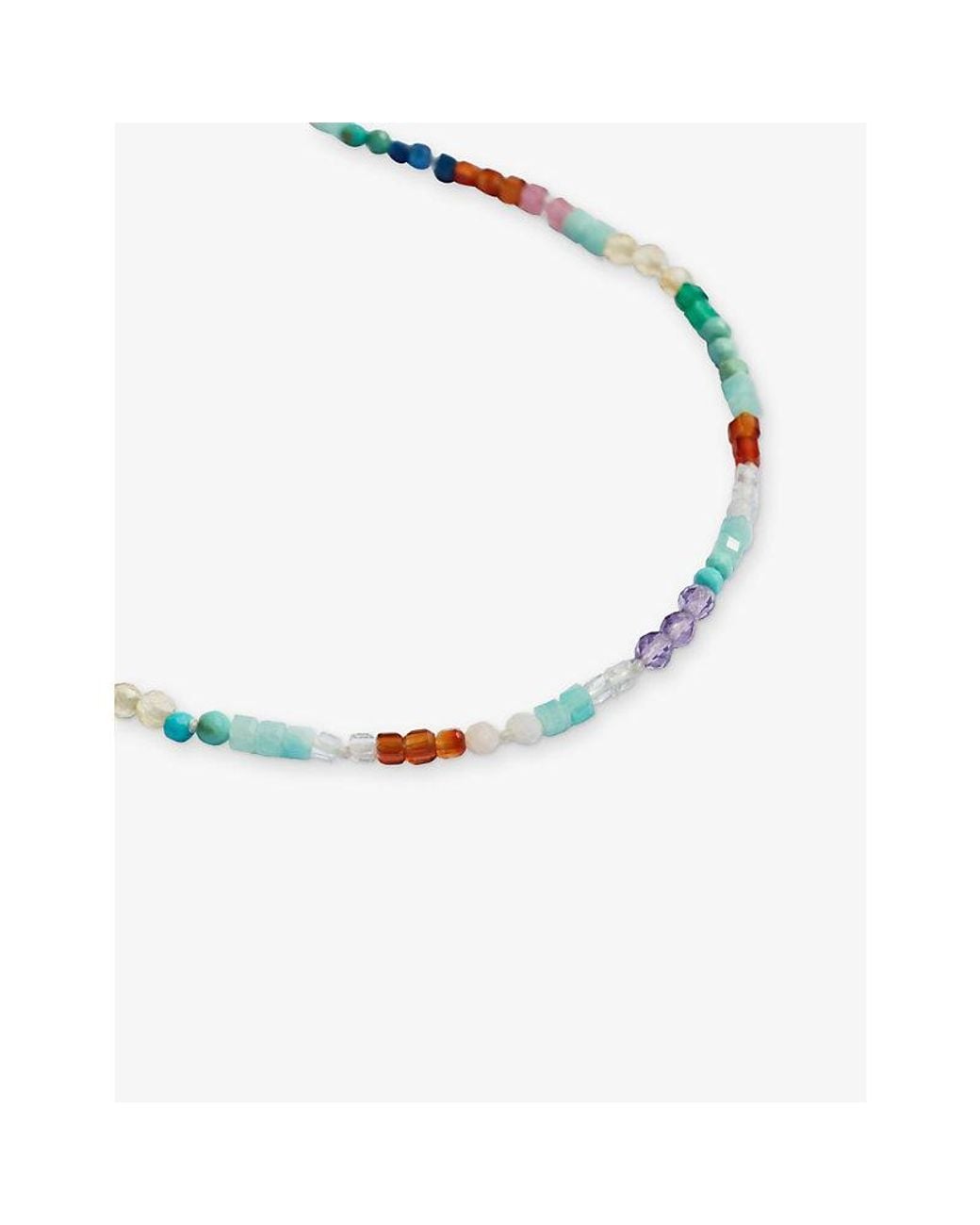 Monica Vinader Metallic Freedom Mini Multi Gemstone 18Ct Vermeil And Freedom Stones Beaded Necklace