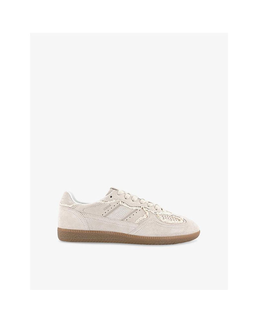 Alohas White Tb490 Crochet-Trim Suede Low-Top Trainers