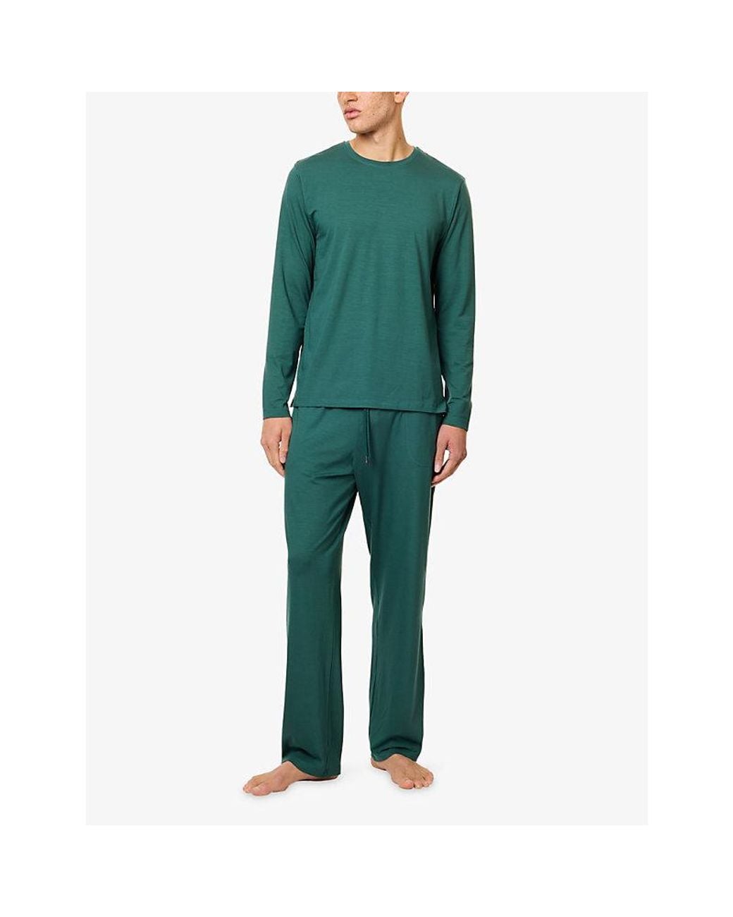 Derek Rose Green Basel Modal-Jersey Lounge Trousers for men