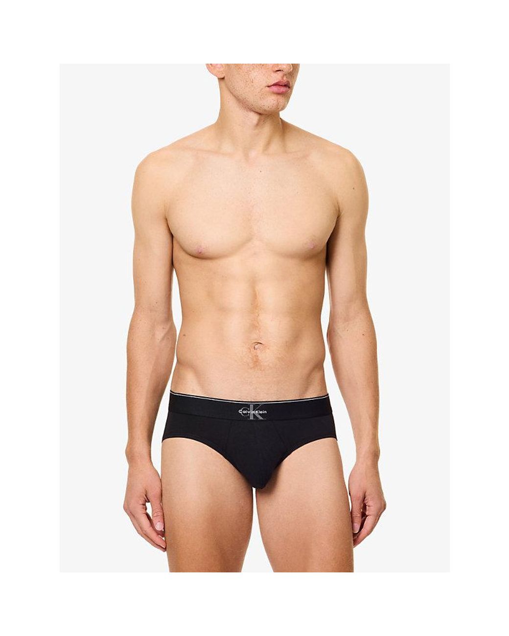 Calvin Klein Black Graphic Monogram Pack Of Three Stretch-Cotton Briefs for men