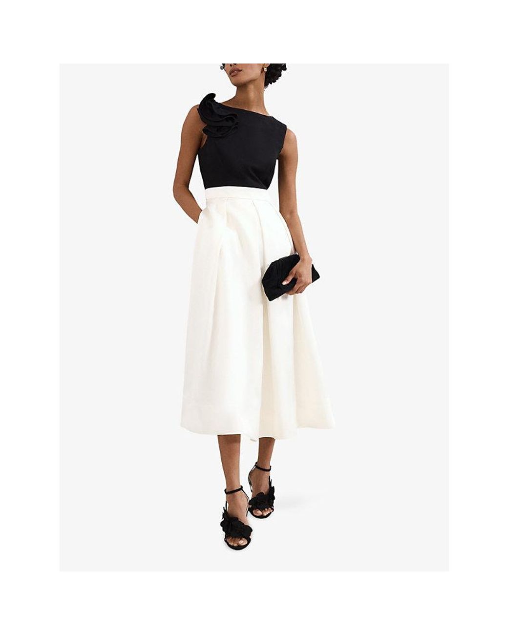 Phase Eight White Perla Colour-Block Satin Midi Dress