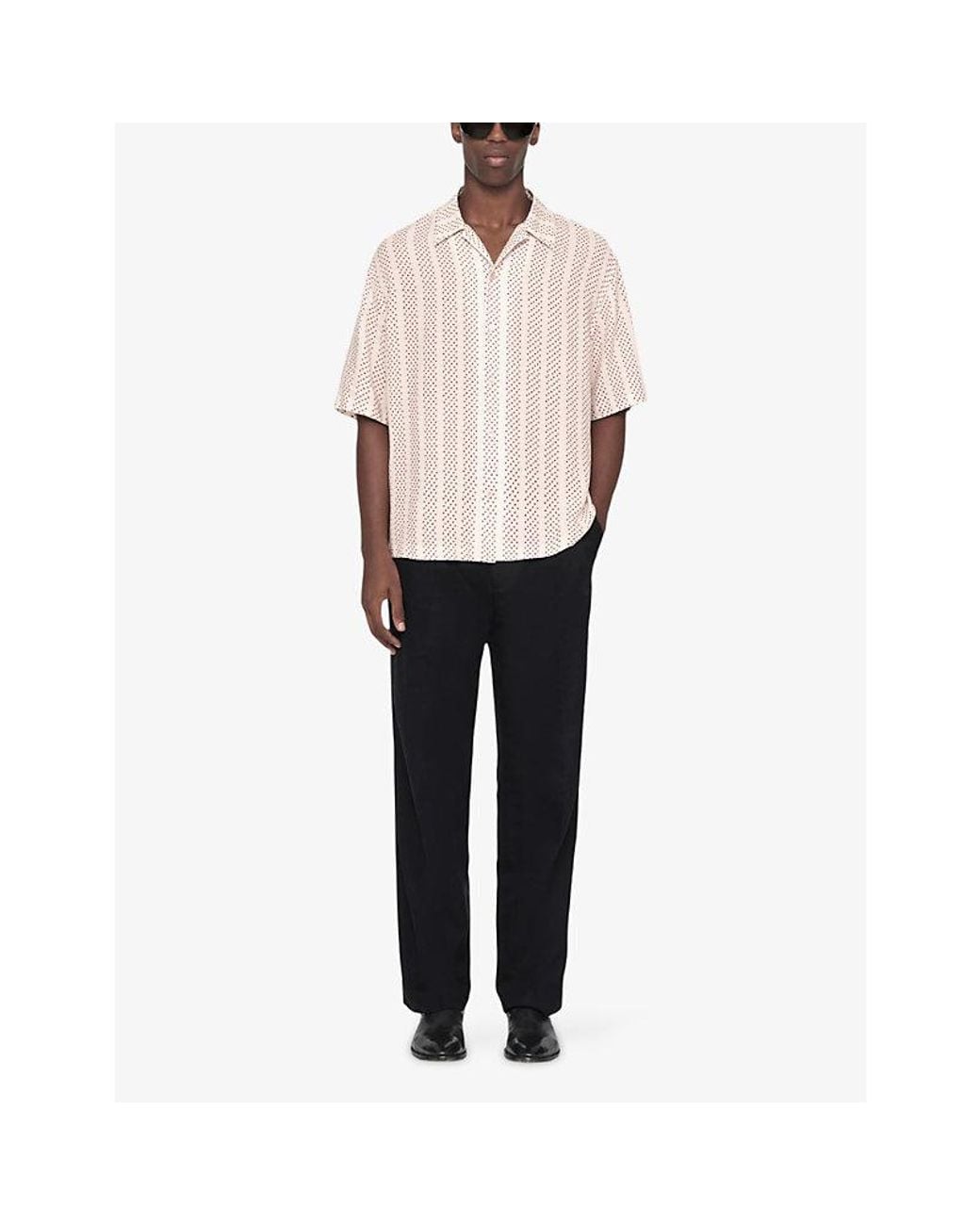 AllSaints Pink Quasar Graphic-Print Linen-Blend Shirt for men