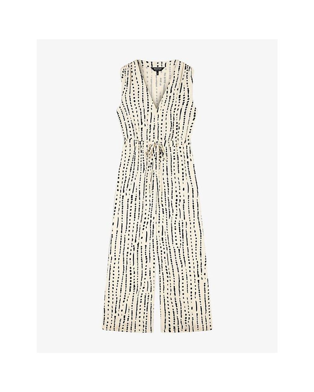 Whistles Natural Patterned Wide-Leg Woven Jumpsuit