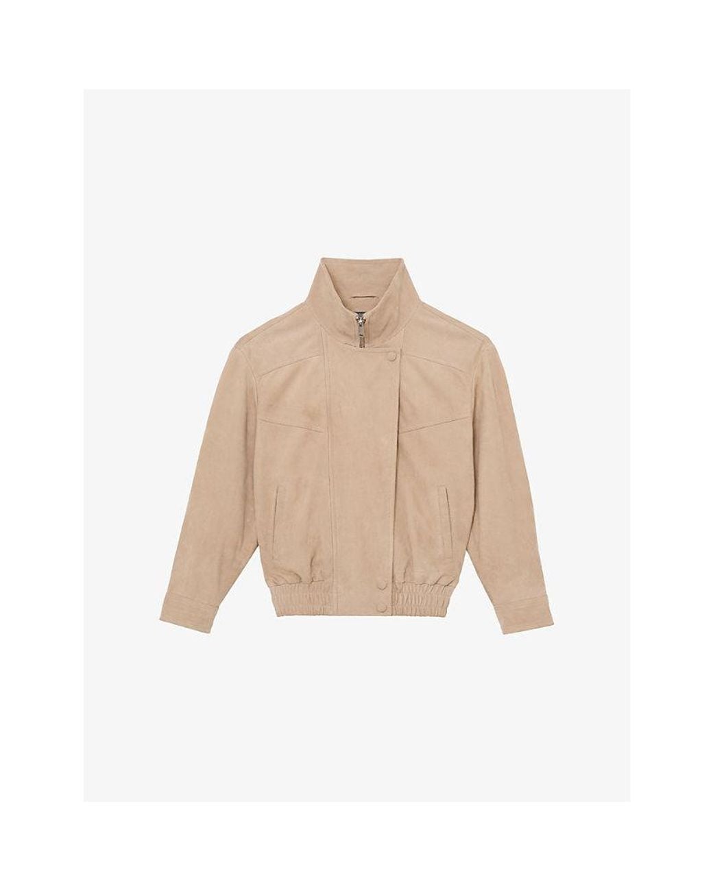 Reiss Natural Petra Oversized-Fit Suede Jacket