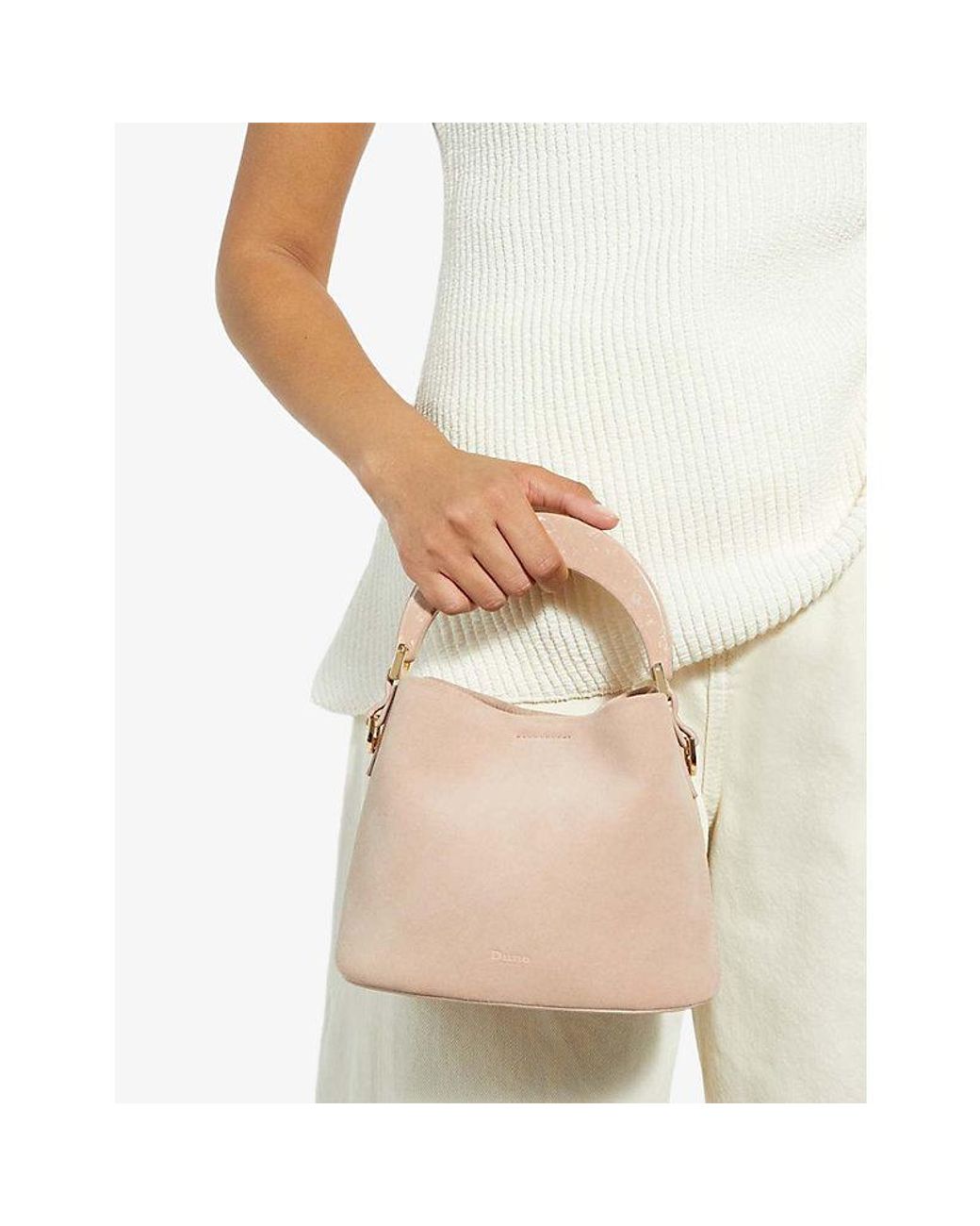 Dune Dharla Moulded-Handle Suede Handbag in Pink | Lyst