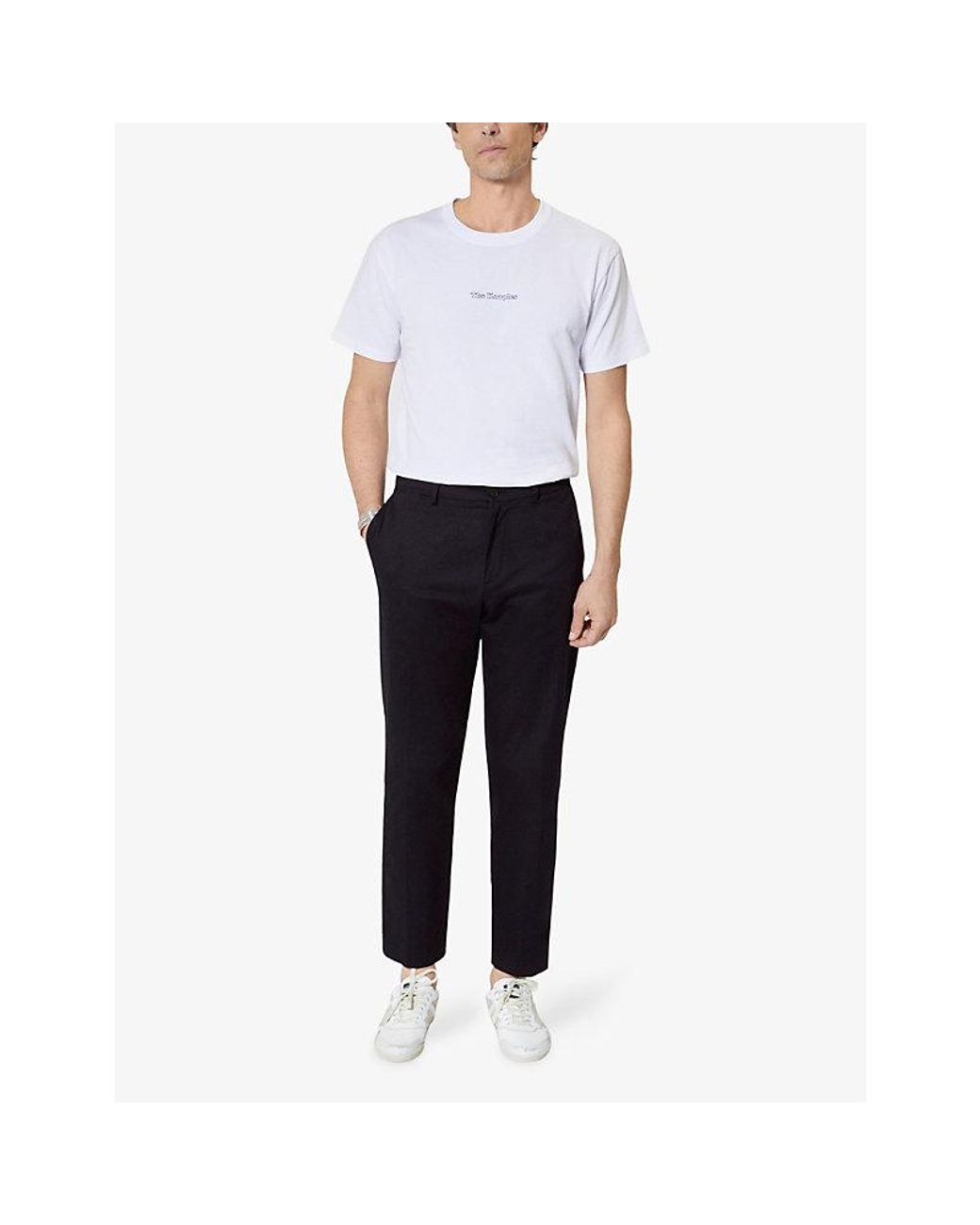 The Kooples Blue Tapered-Leg Stretch-Cotton Chino Trousers for men