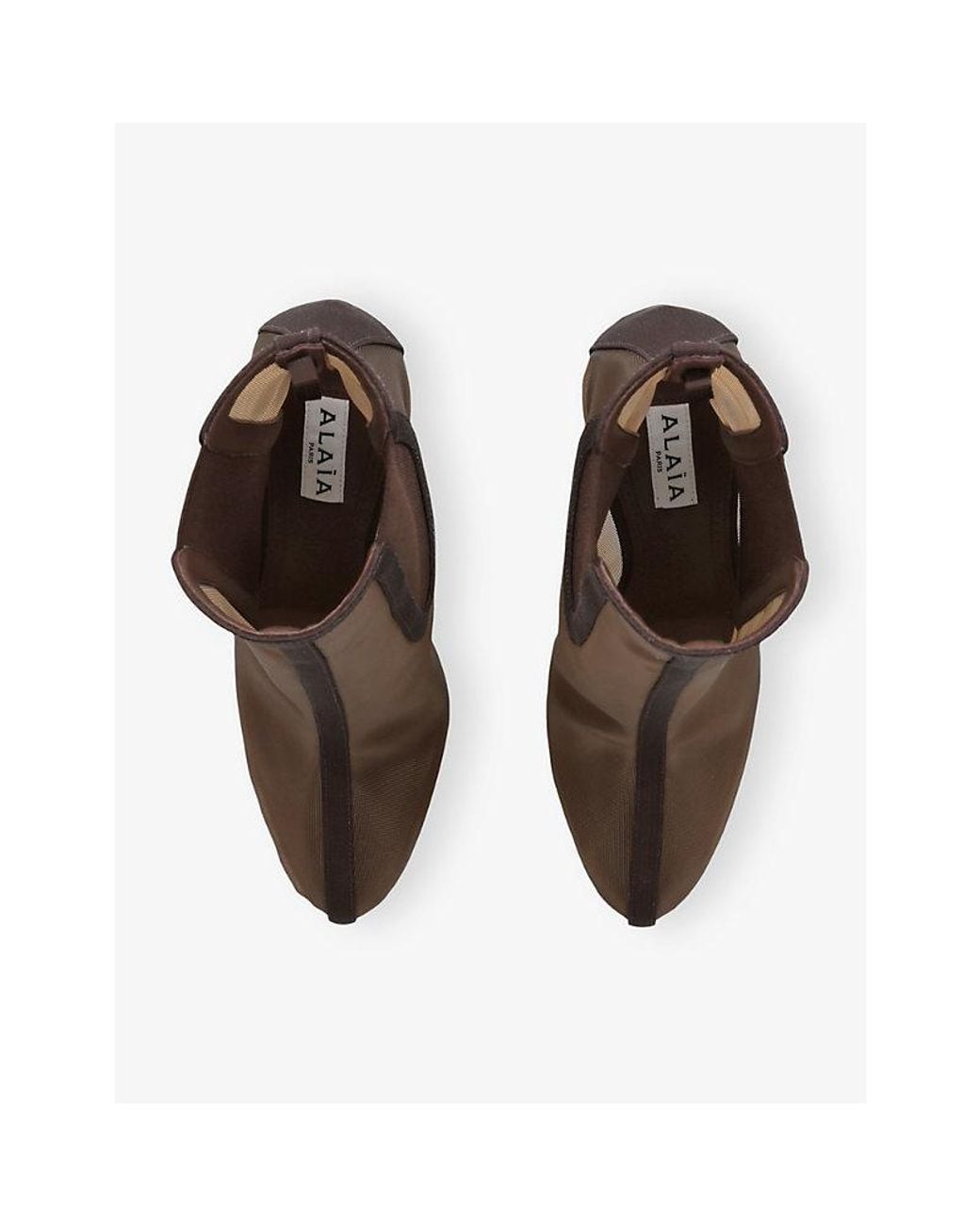 Alaïa Brown Semi-Sheer Mesh Heeled Ankle Boots