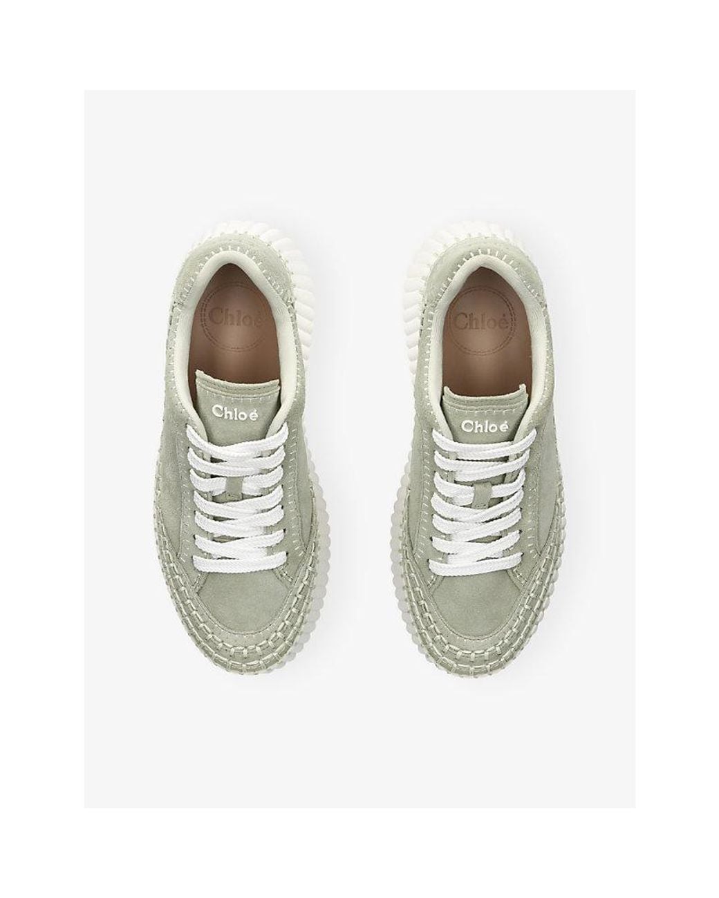 Chloé White Nama Runner Platform Suede Trainers