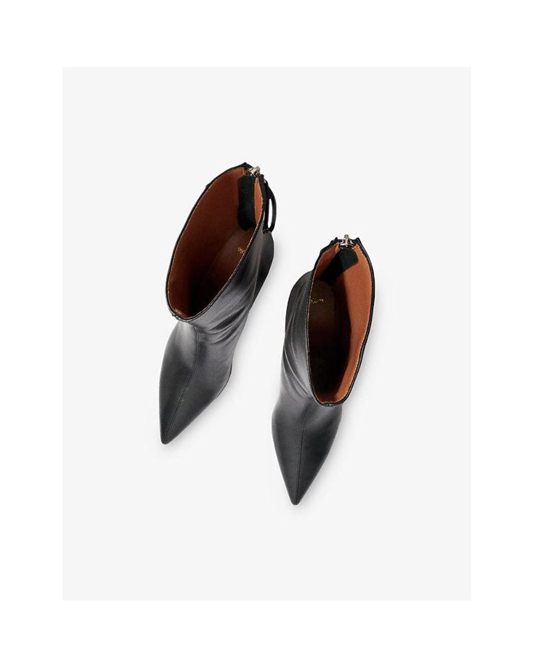 Maje Black Heeled Leather Ankle Boots