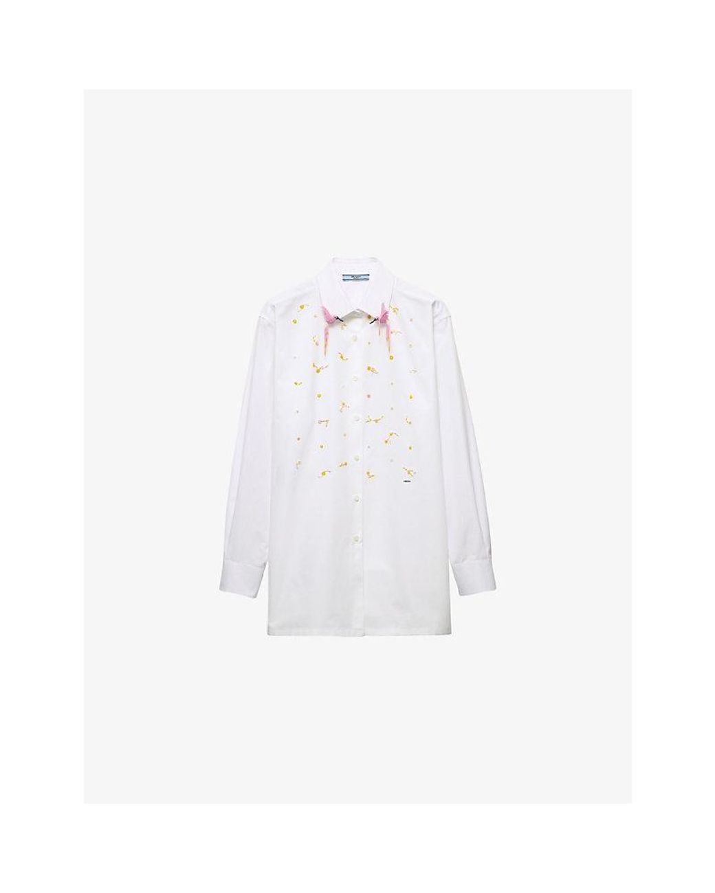 Prada White Embroidered Cotton Poplin Shirt