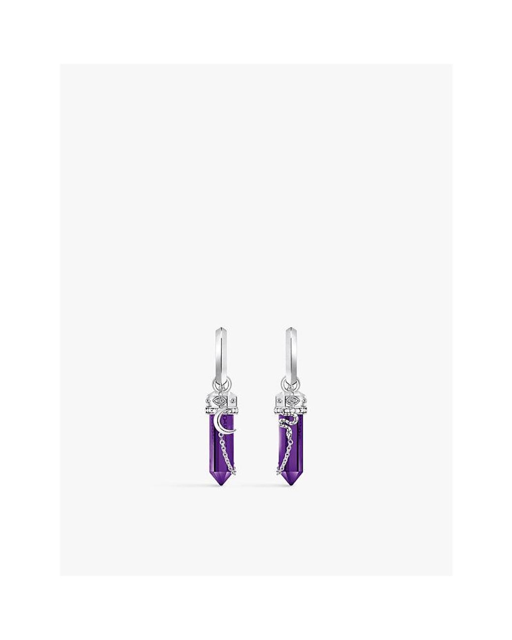 Thomas Sabo Multicolor Chain-Drop Sterling- And Imitation Amethyst Earrings