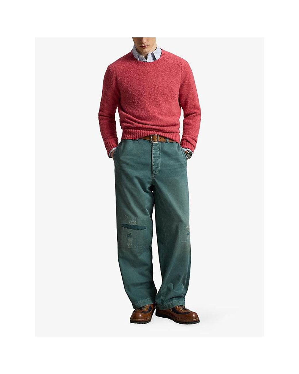 Polo Ralph Lauren Red Elbow-Patch Wool And Cashmere Jumper for men