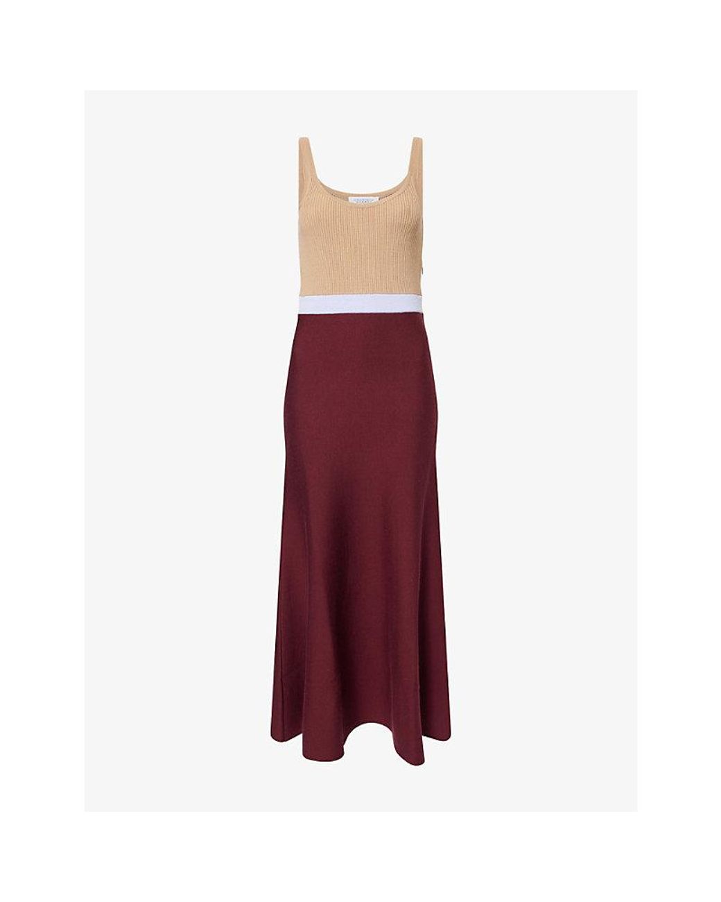 Gabriela Hearst Red Flaminius Colour-Blocked Wool And Silk-Blend Maxi Dress