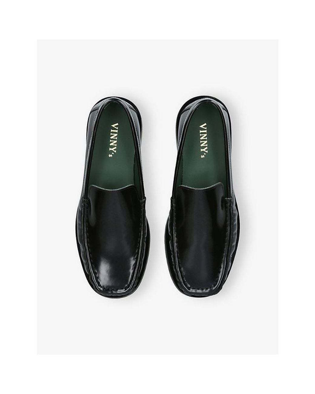 VINNY'S Black Michel Leather Loafers for men