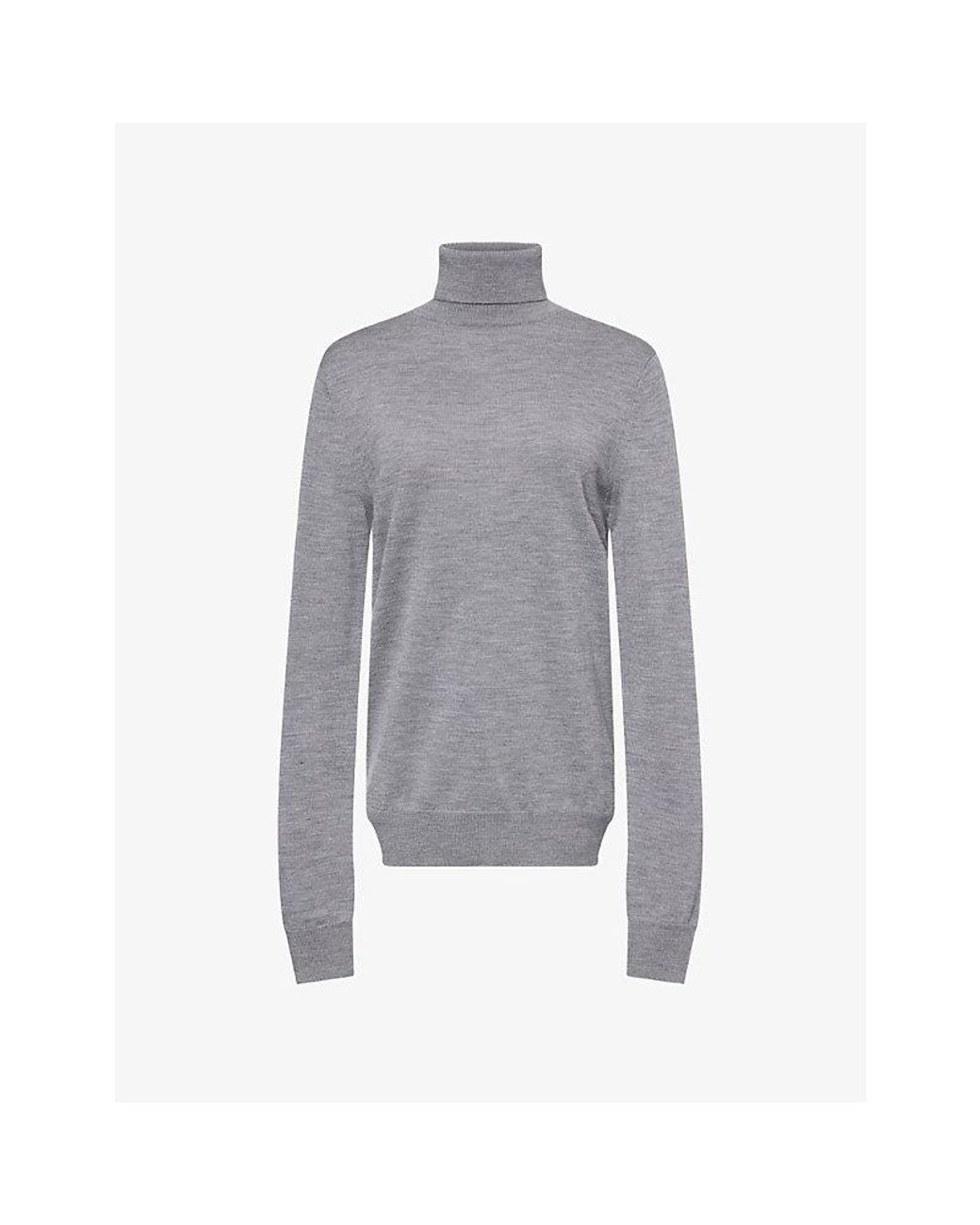 Frankie Shop Gray Eve Thin Turtleneck Wool Sweater