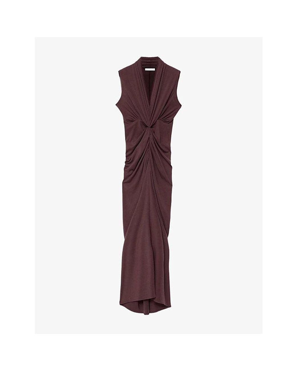 AllSaints Purple Dariya V-Neck Wool-Blend Maxi Dress