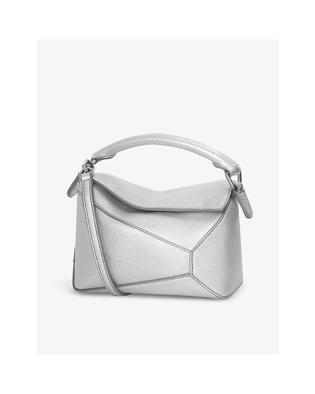 Loewe Puzzle Edge Mini Leather Cross-Body Bag in White | Lyst
