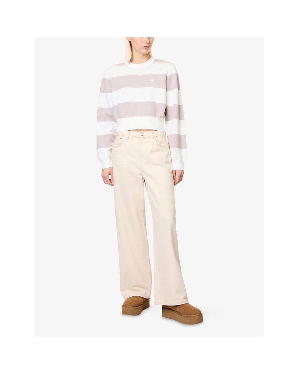The Couture Club Pink Stripe Knit Crew Cotton-Jersey Top