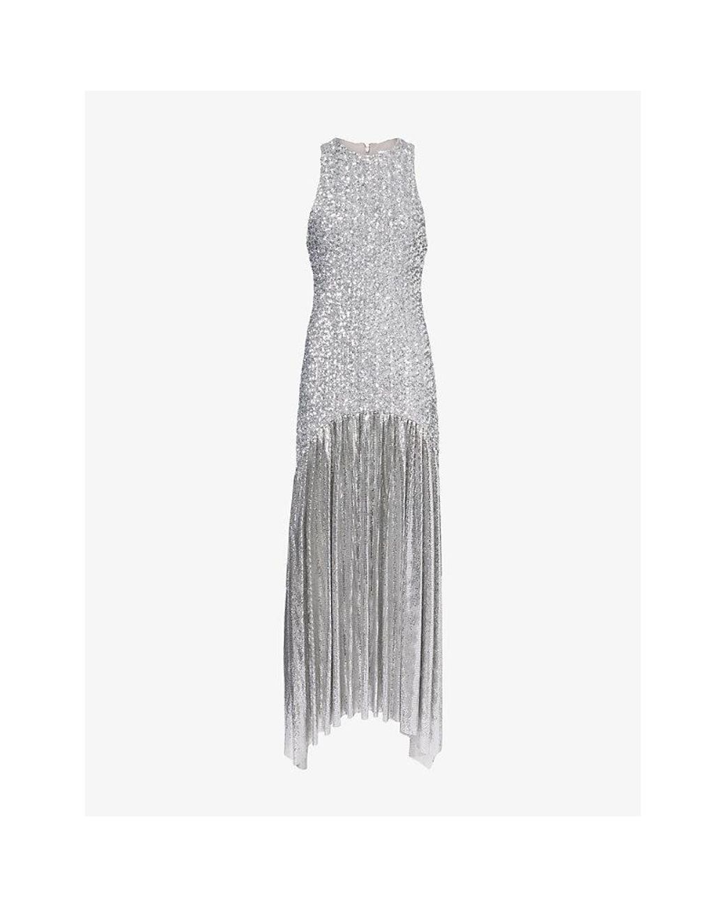 Rabanne Gray Pleated Chainmail Maxi Dress