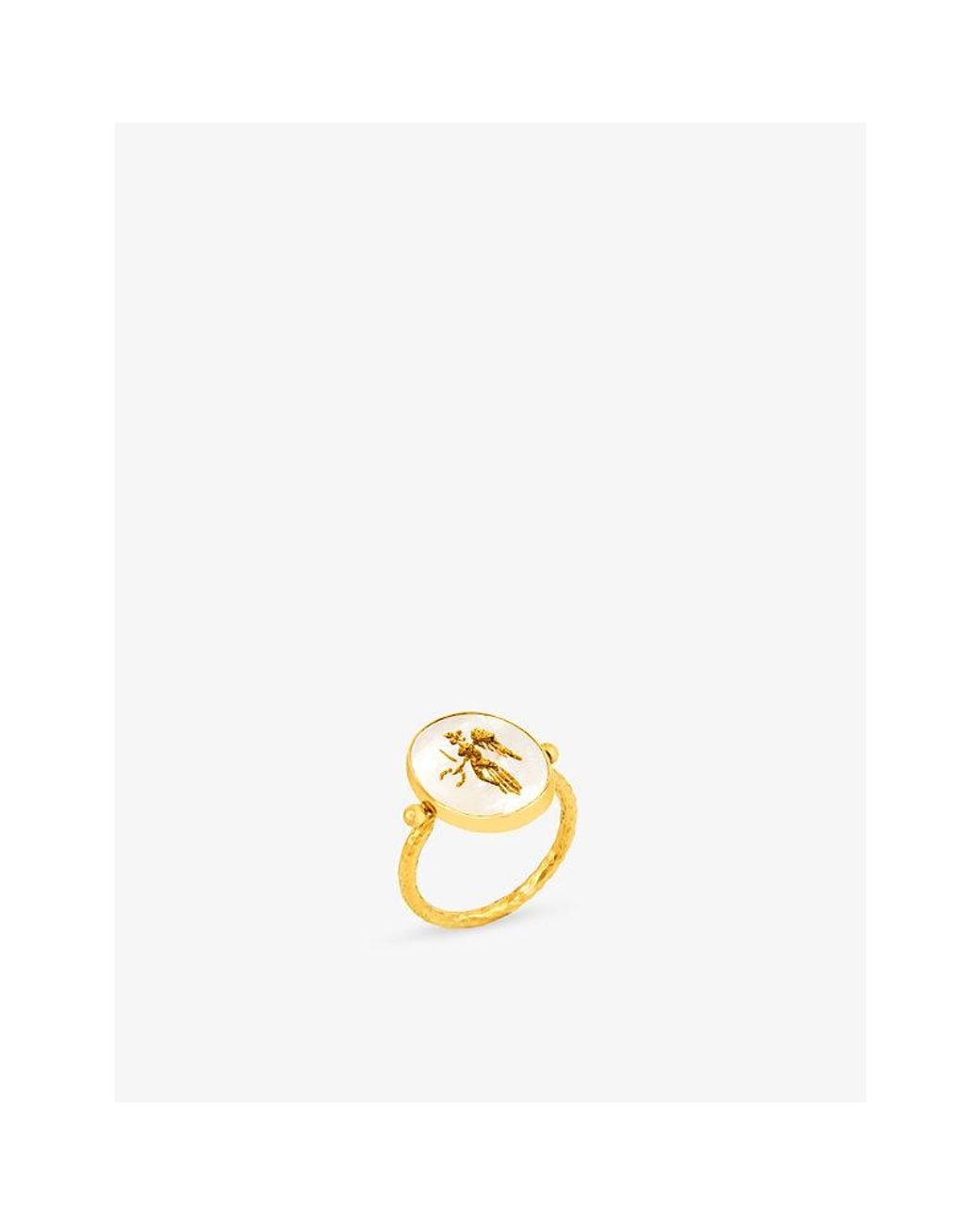 La Maison Du Couturier Metallic Ece London The Angel Of Peace Ii And Mother-Of Pearl Ring