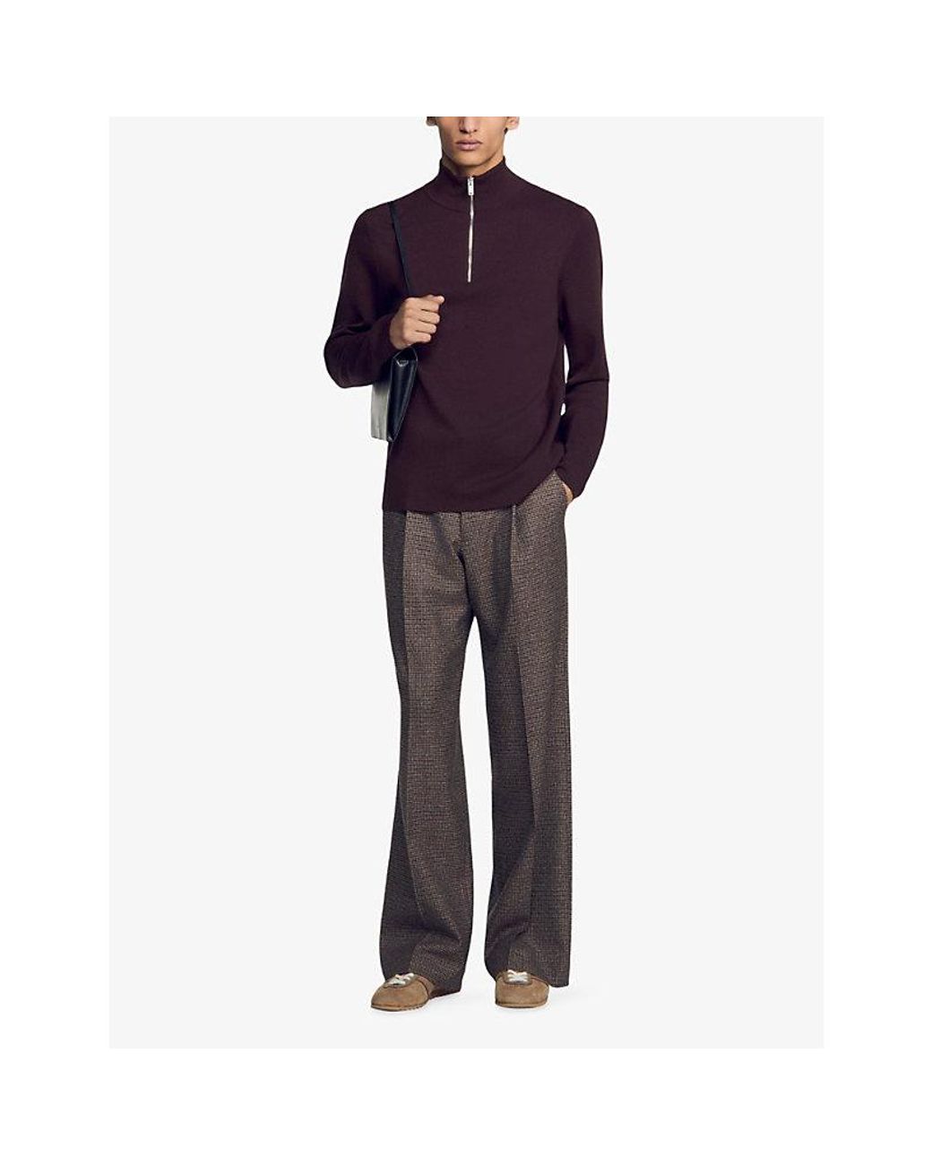 Sandro Purple Half-Zip Wool Jumper for men