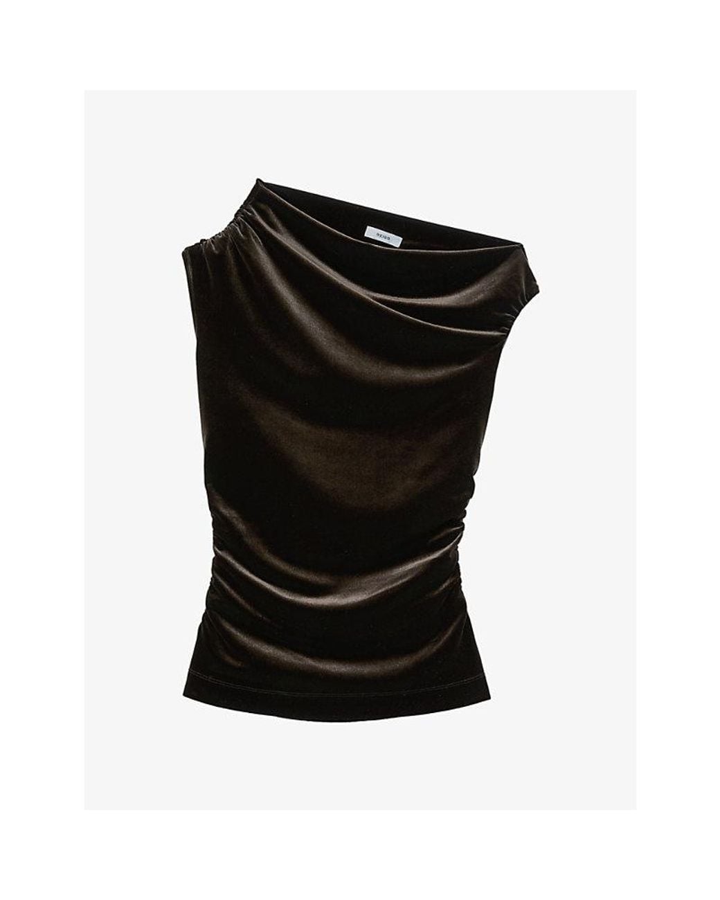 Reiss Black Demi Off-Shoulder Stretch-Velvet Top