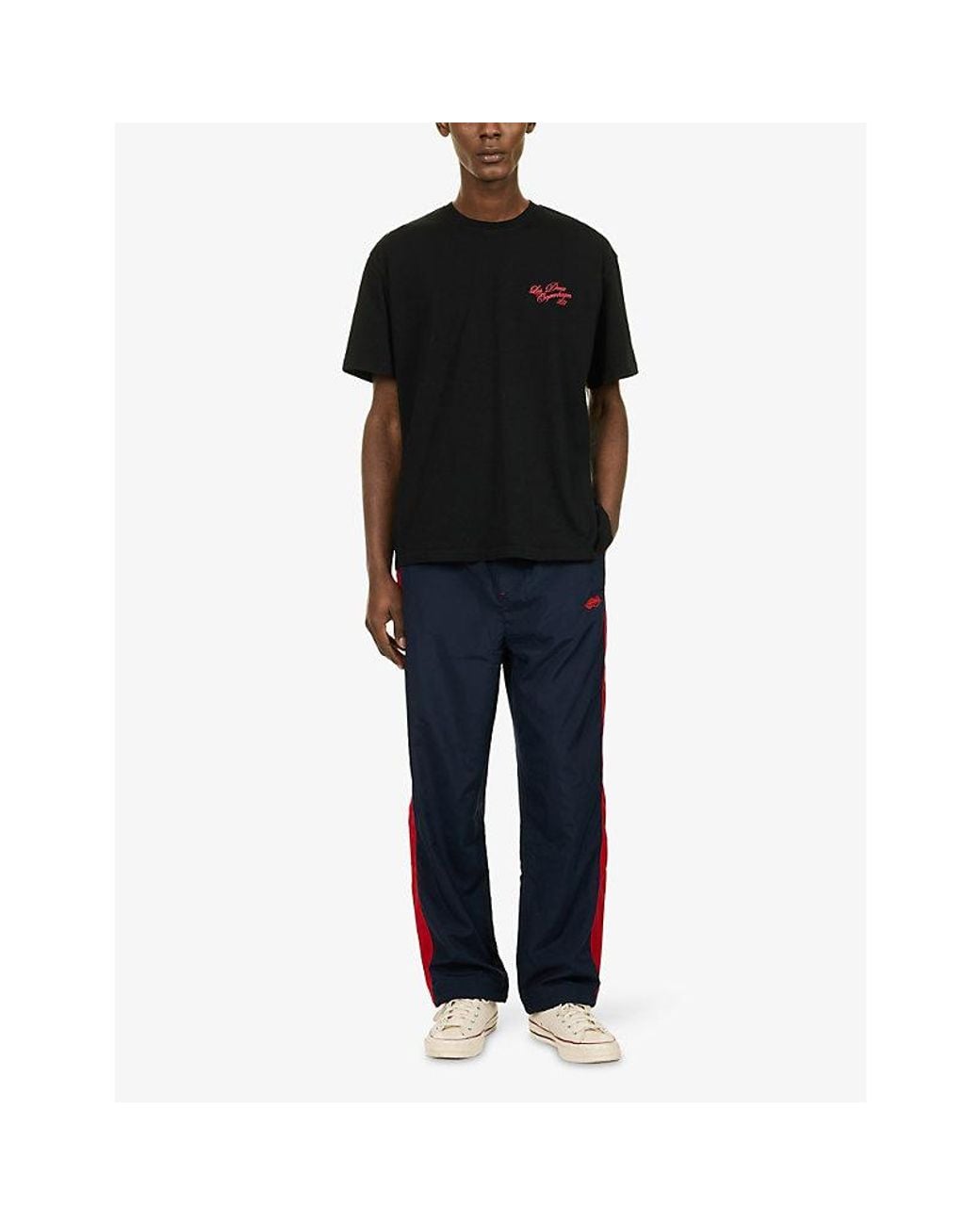 Les Deux Black Service Text-Print Cotton-Jersey T-Shirt for men