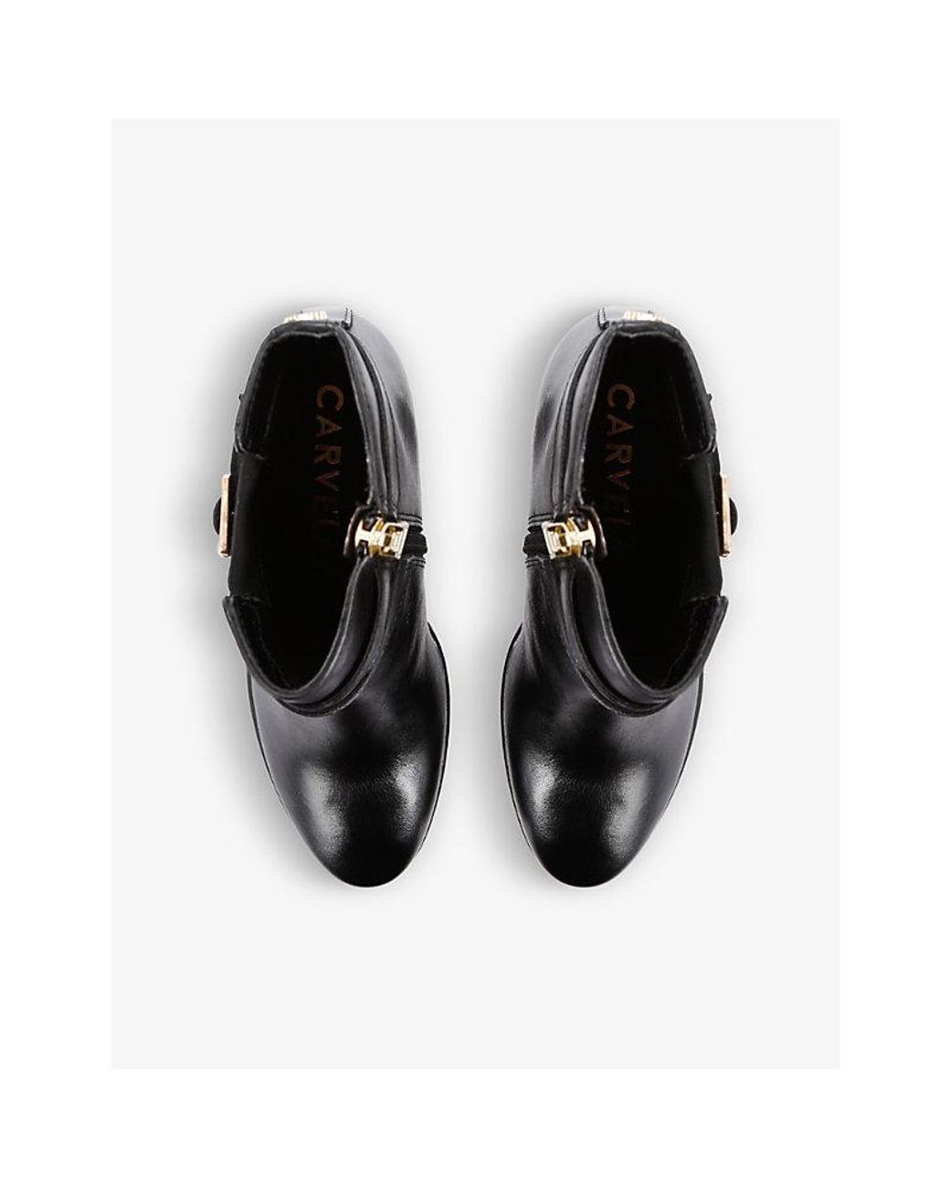 Carvela Kurt Geiger Black Buckle-Detail Leather Ankle Boots