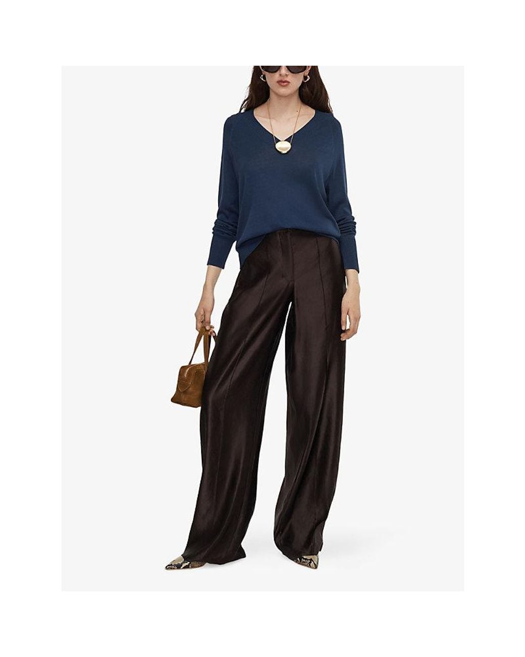 Joseph Blue Gallow V-Neck Silk-Knit Jumper