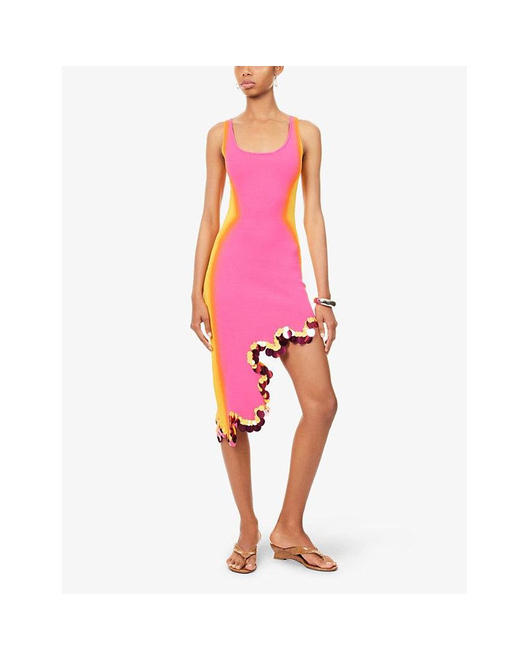 Ph5 Pink Aster Sequin Stretch-Knit Midi Dress
