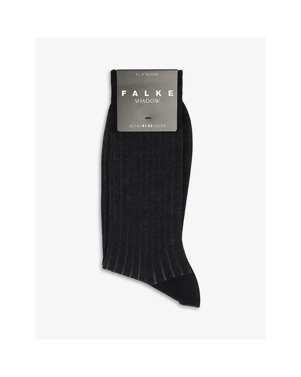 Falke Black Shadow Striped Cotton-Blend Socks for men