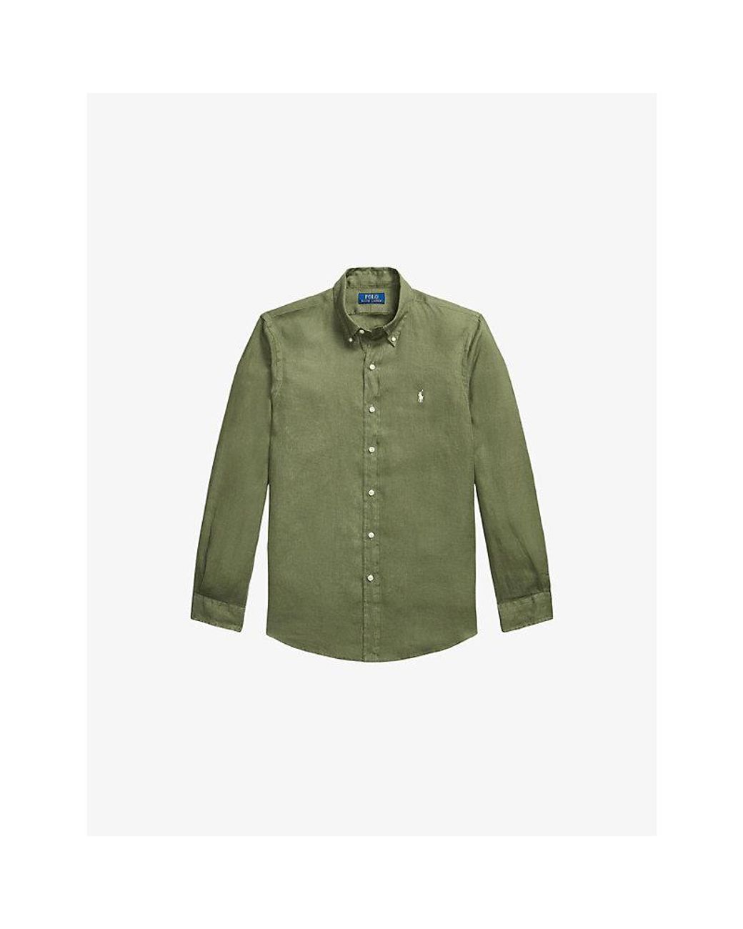 Polo Ralph Lauren Green Logo-Embroidered Custom-Fit Linen Shirt for men