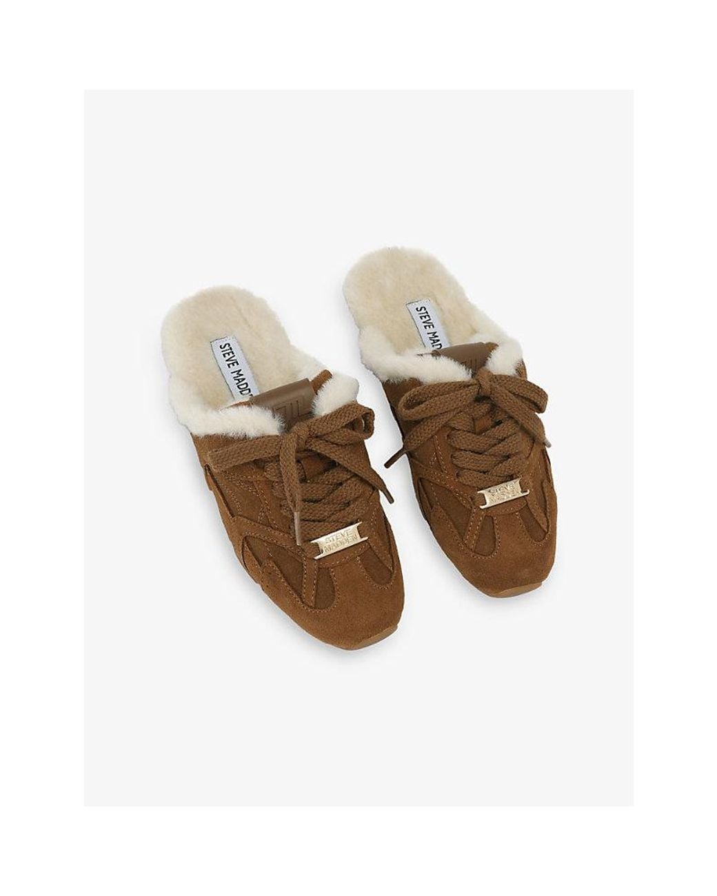 Steve Madden Brown Asiel Lined Suede Backless Trainers
