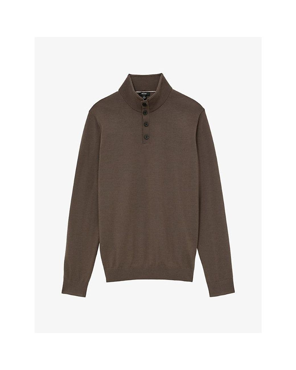 Reiss Brown Farnham High-Neck Wool Jumper for men