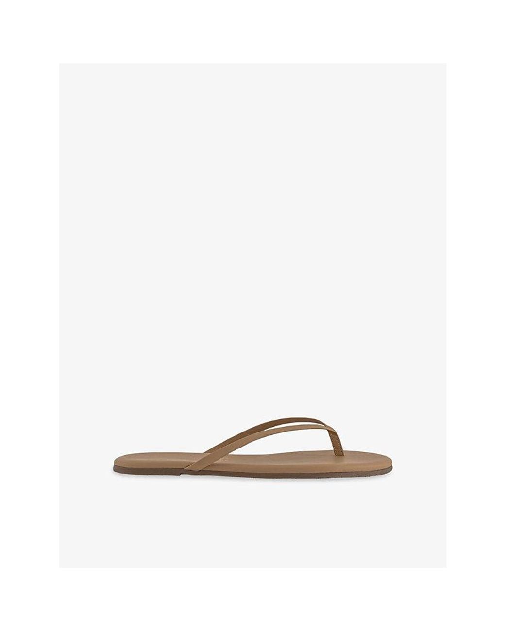 TKEES Brown Lily Nude Foundations Leather Flip Flops