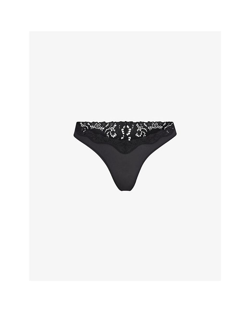 Skims Black Fits Everybody Lace-Trim Stretch-Woven Thong