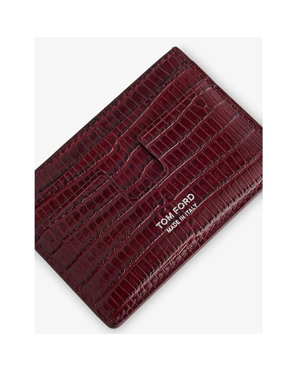 Tom Ford Red Croc-Embossed Leather Card Holder for men